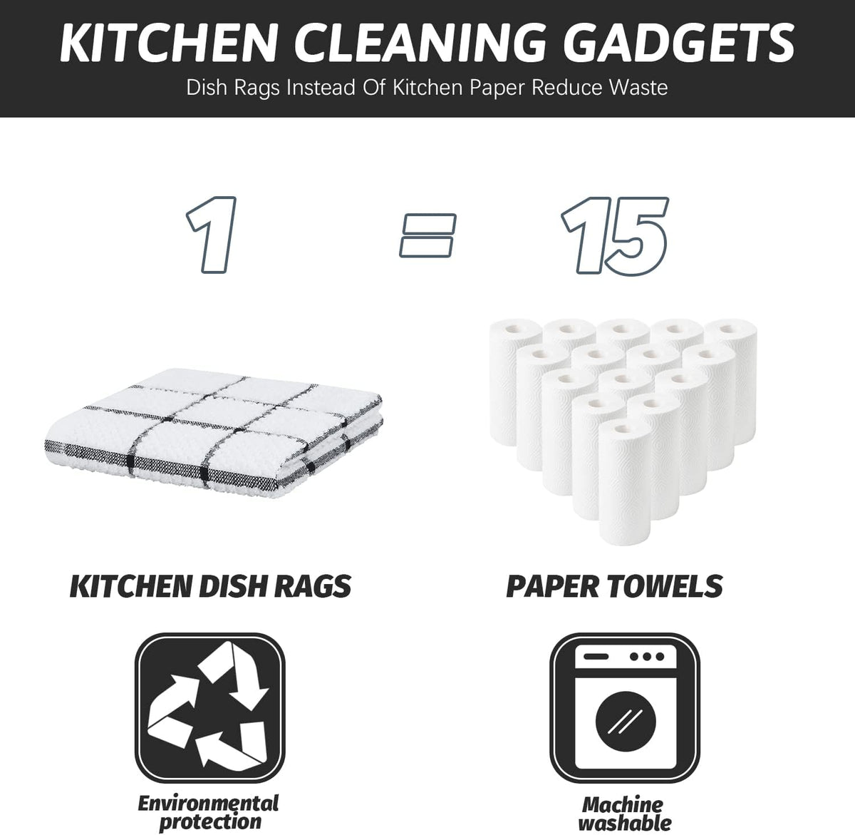 Nialnant 8 Pack Kitchen Dish Rags,Absorbent Kitchen Towels