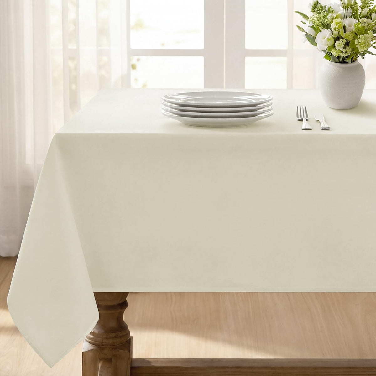 Softalker Rectangle Tablecloth, Waterproof Table Cloths Wrinkle Free Fabric Washable Polyester Table Cover for Dining Tables Party Outdoor Camping Parties Buffet - 60 x 120 inch, Orange