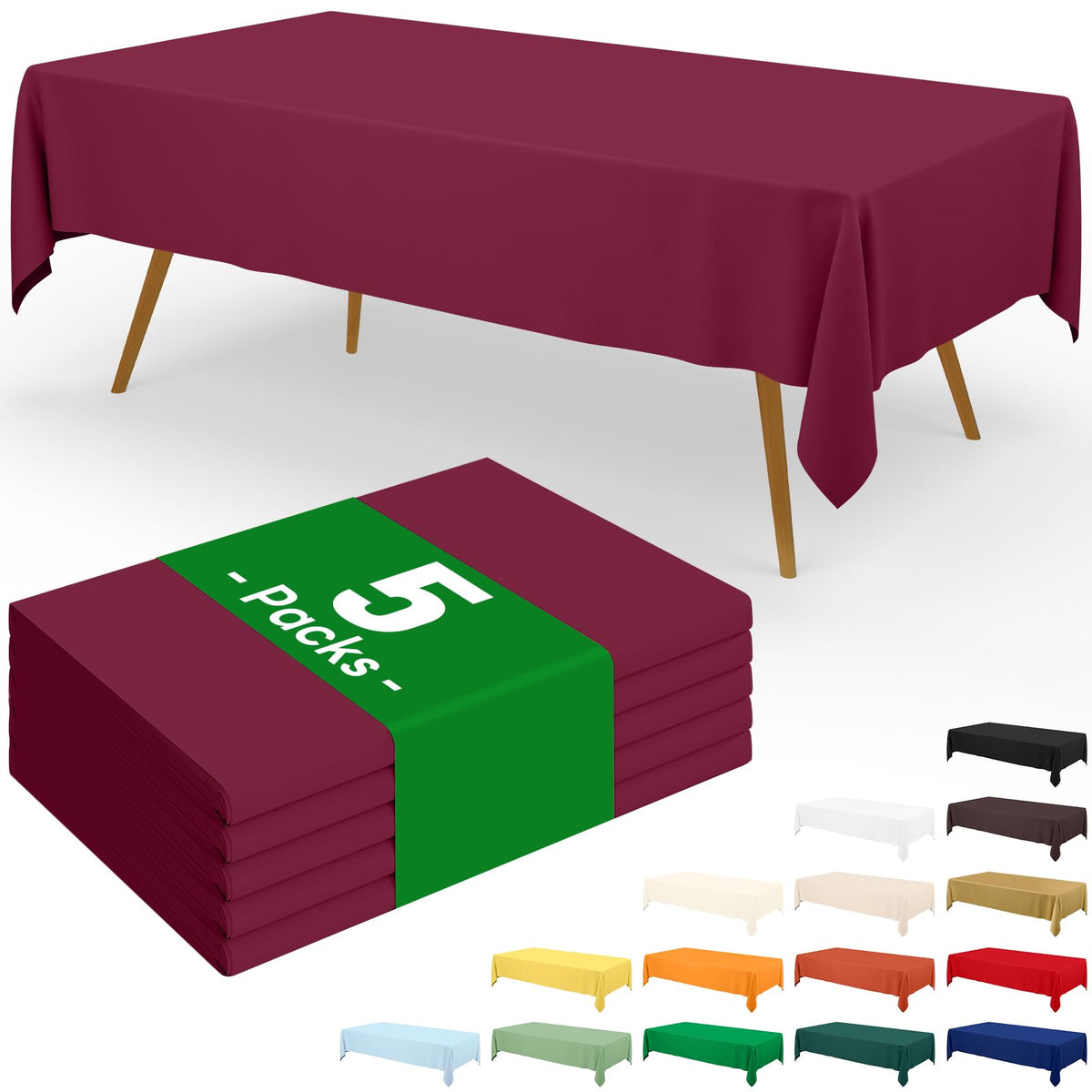 Moosfor 3 Pack Plastic Table Cloth, Disposable 54 x 108 Inch Tablecloth
