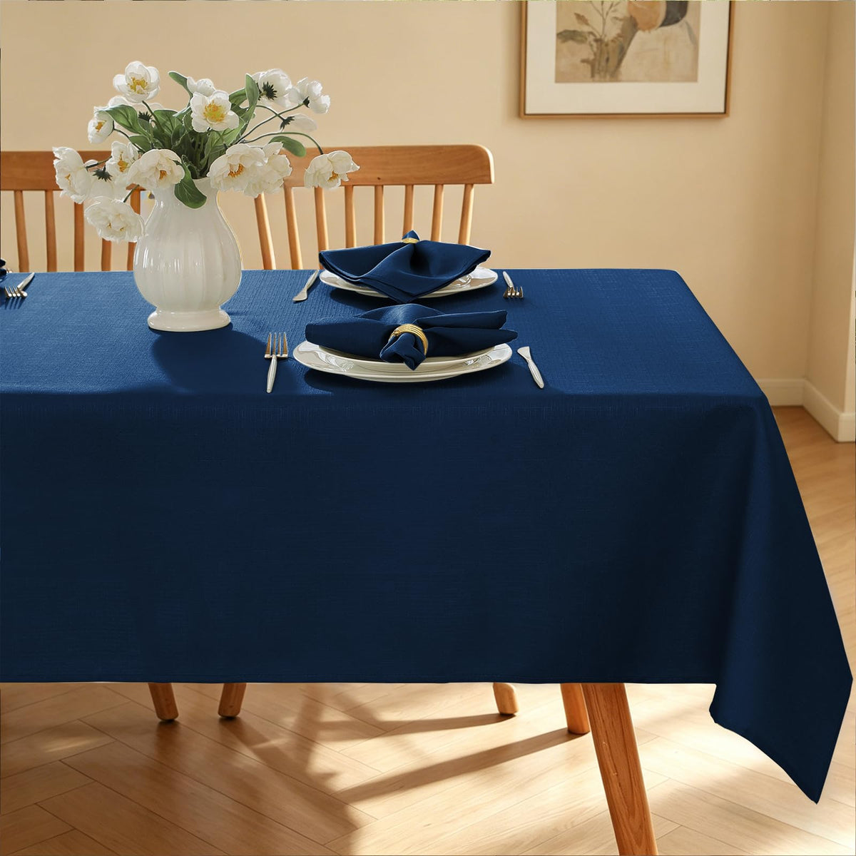 SASTYBALE Rectangle Tablecloth Textured, Beige, 60" x 84"