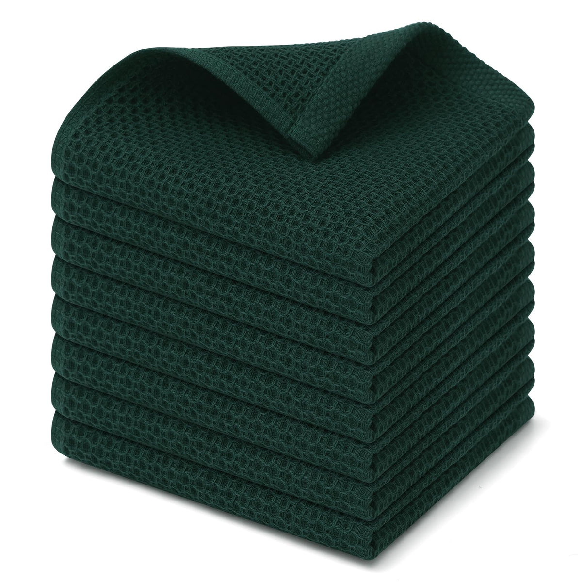 Kitinjoy 100% Cotton Waffle 6-Pack Kitchen Towels, 12" x 12", Dark Grey