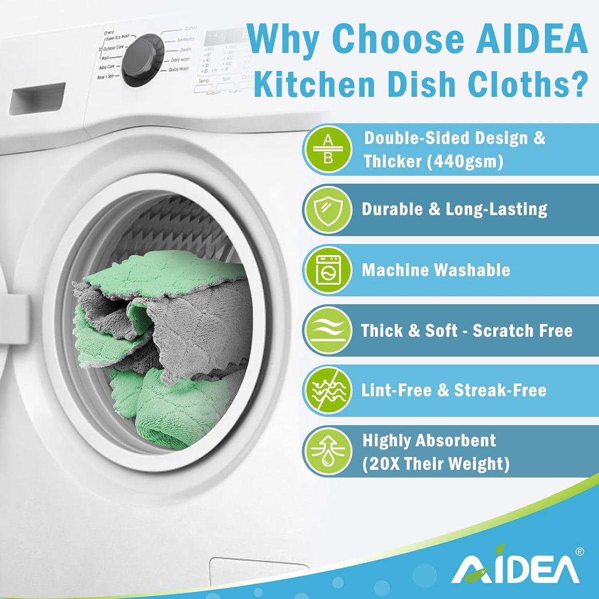 AIDEA Kitchen Dishcloths, 12 PK Absorbent Dish Towels Coral Fleece 6"x10.4"