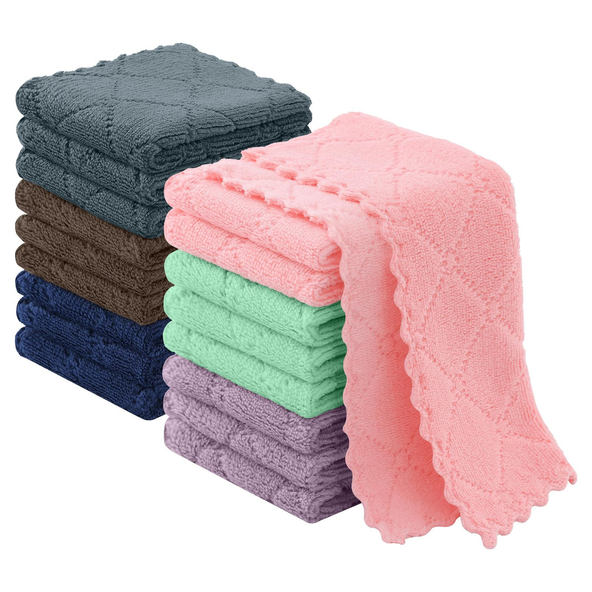Homaxy 12 Pack Super Soft & Absorbent Dish Cloths, 10" x 10", Grey