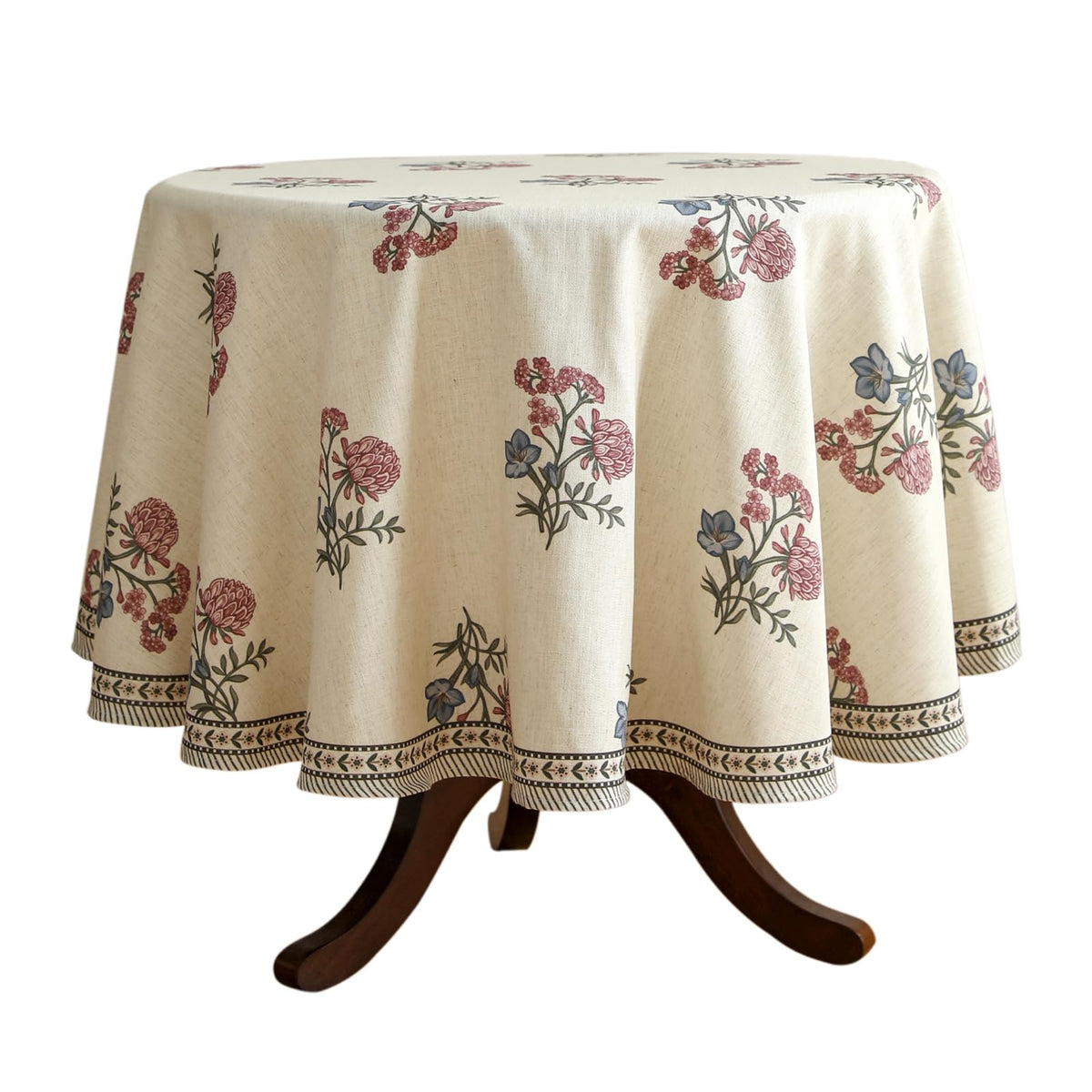 ISAENNE Designer Linen Rectangular Long Tablecloth,118"x67"-Serenity G