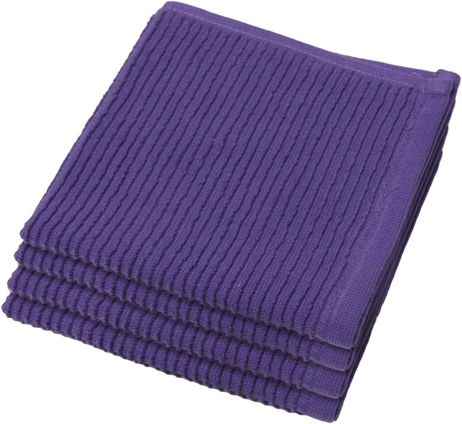 Now Designs Ripple Kitchen Dishcloth, Set of 4, Prince Purple