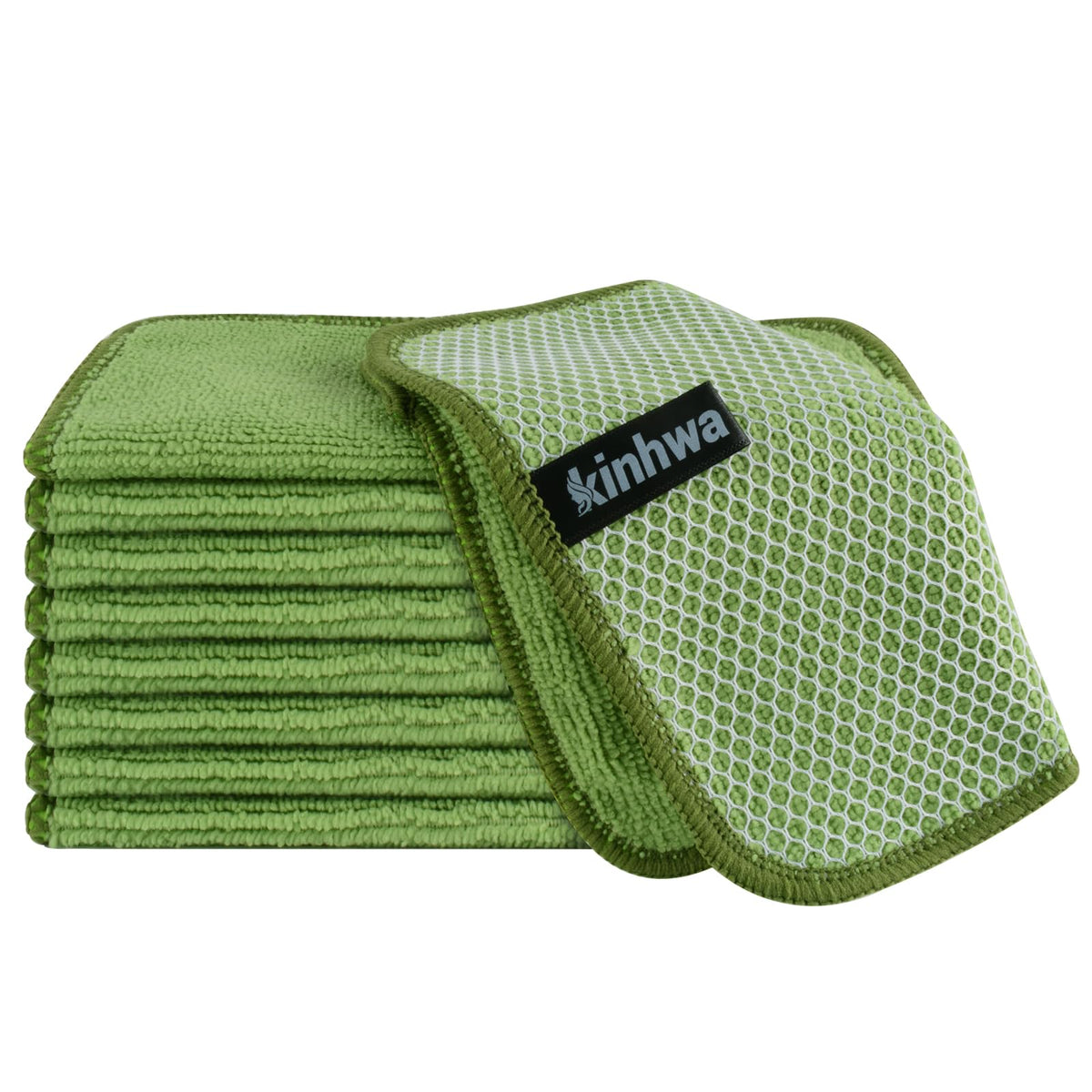 KinHwa Dish Cloths for Washing Dishes with Scrub Side, Microfiber Dish Rags
