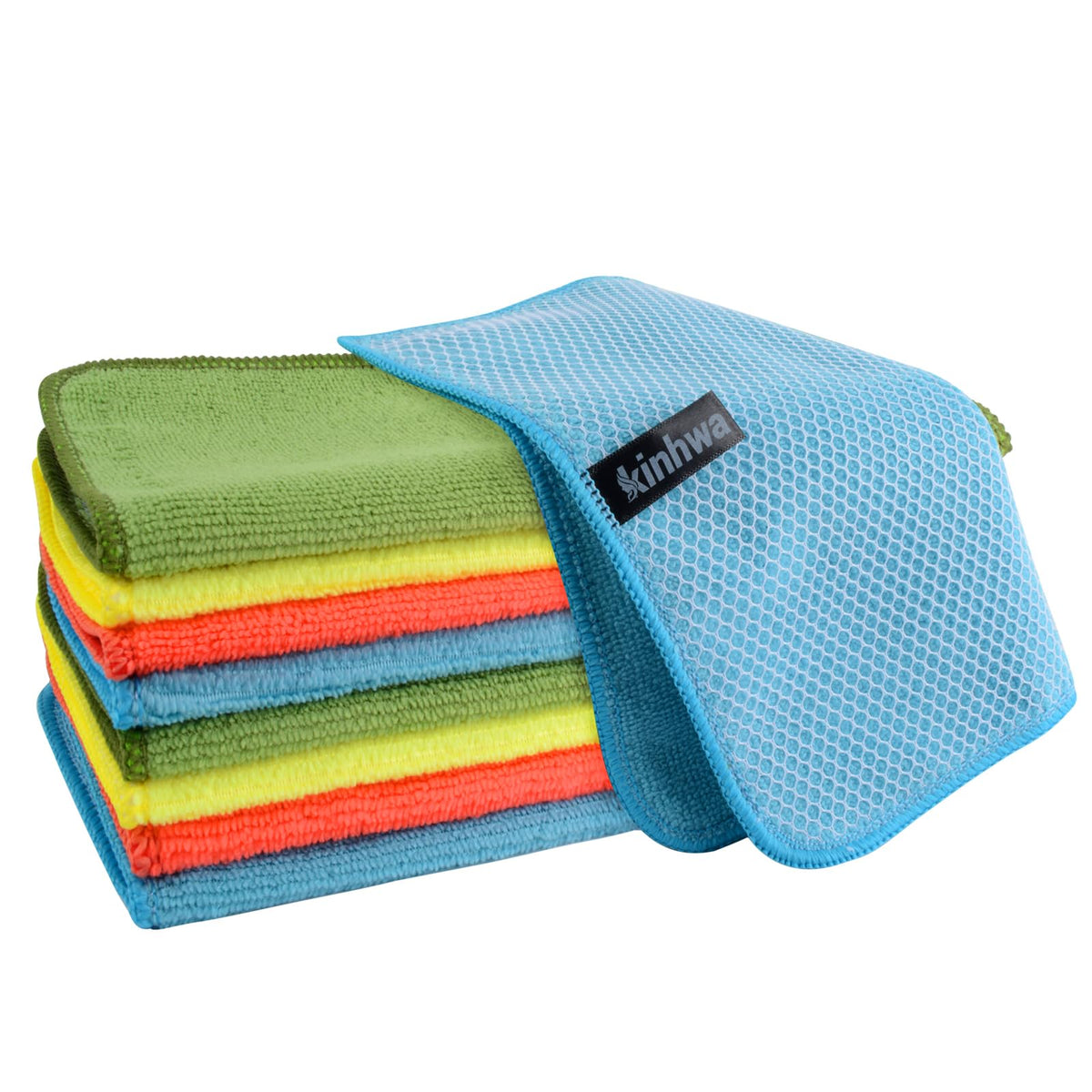 KinHwa Dish Cloths for Washing Dishes with Scrub Side, Microfiber Dish Rags