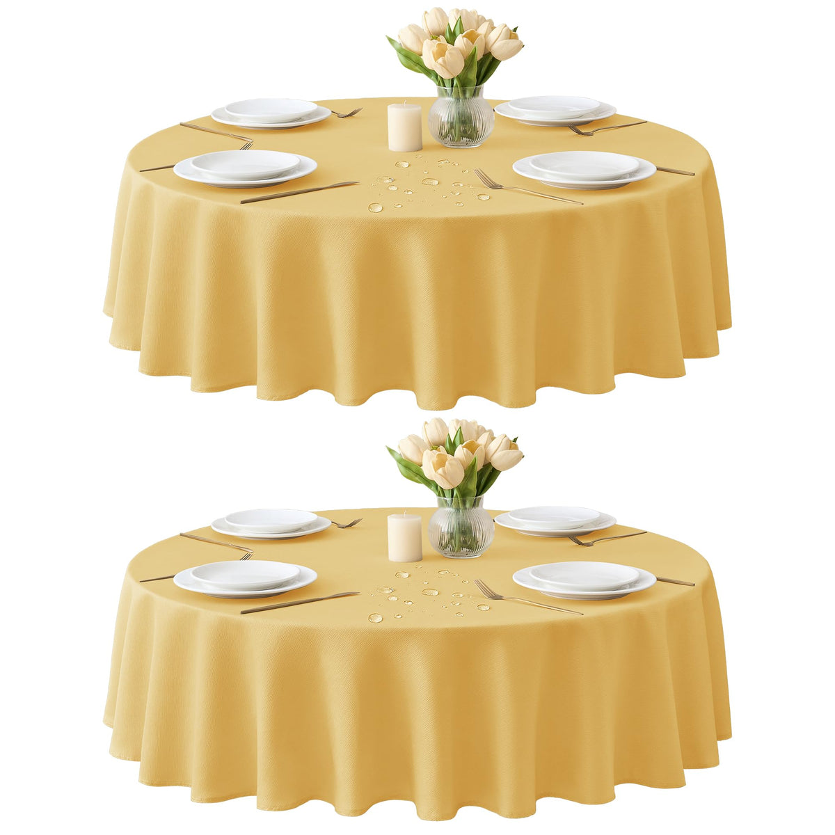 Fall Tablecloths Rectangular 6ft, 2-Pack Waterproof Slub Texture