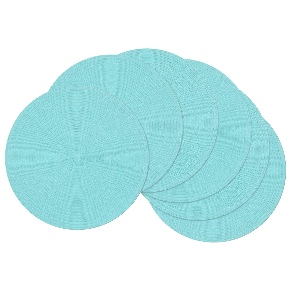 SHACOS Round Braided Placemats Set of 4 Dining Table Placemats 15 inch Circle Place Mats Easy to Clean Table Mats Indoor Outdoor, Blue Gray