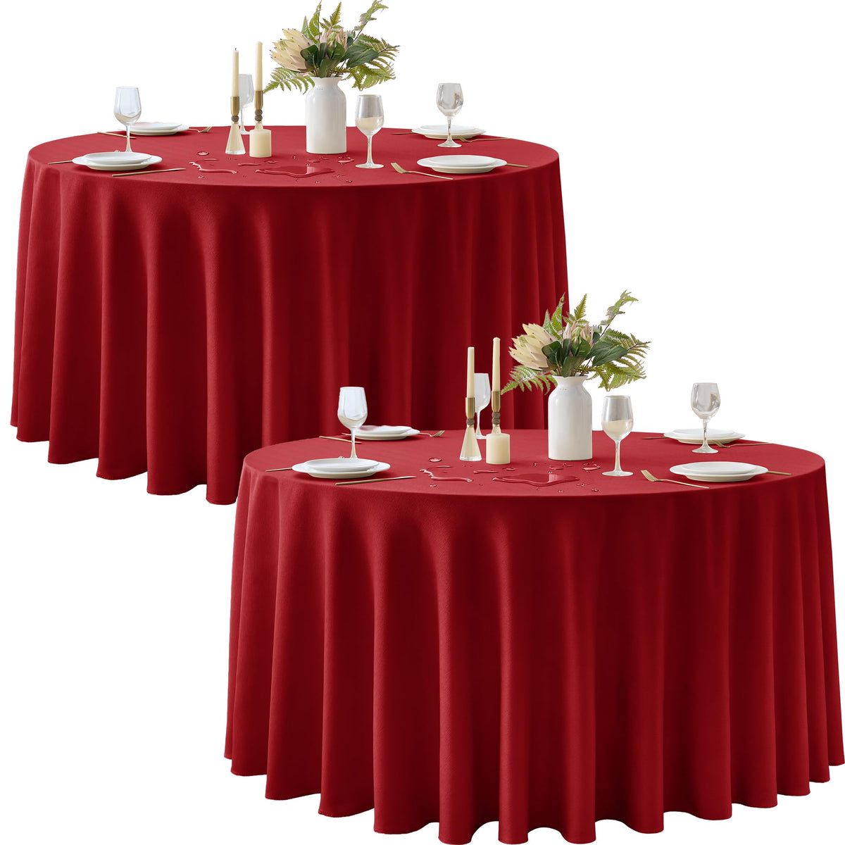 Fall Tablecloths Rectangular 6ft, 2-Pack Waterproof Slub Texture