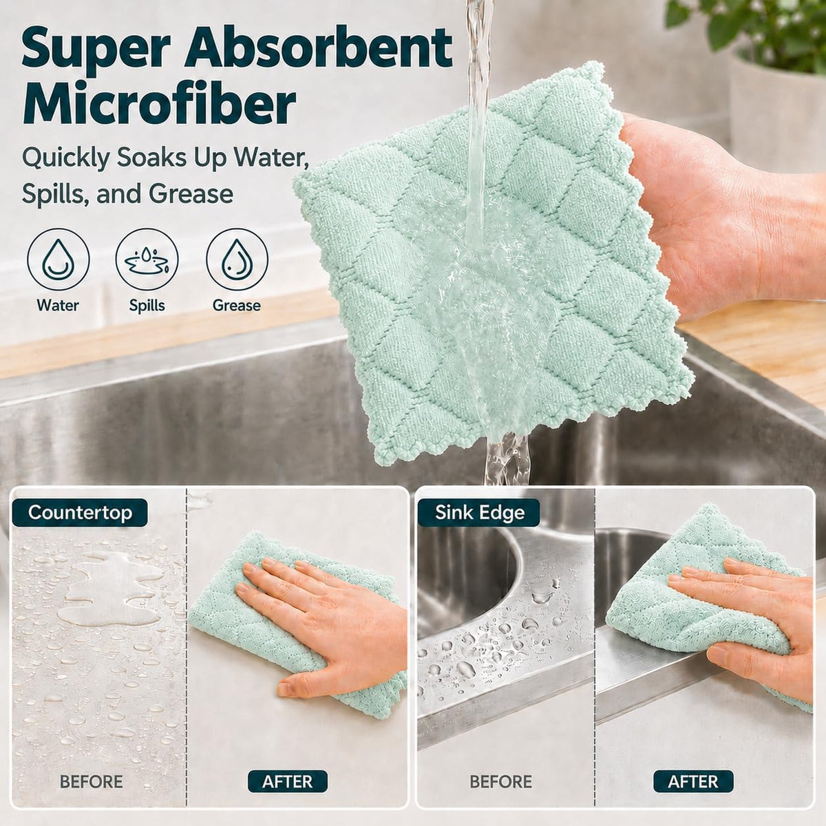kimteny 12 Pack Dish Cloths for Washing Dishes
