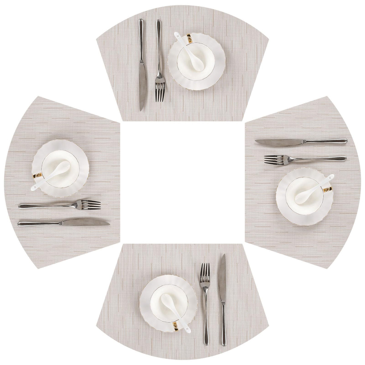 SHACOS Wedge Shape Placemats Set of 4 Woven Vinyl Placemat for Round Table