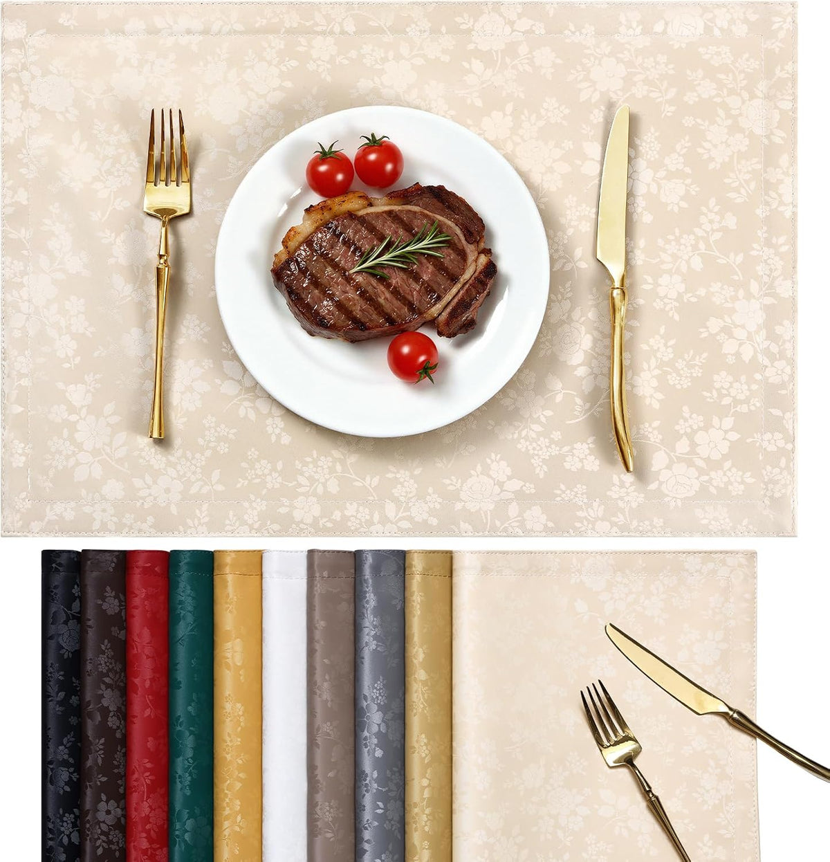Smiry Rectangle Place Mats, Waterproof Heavy Duty Vinyl Placemats 6 Pack