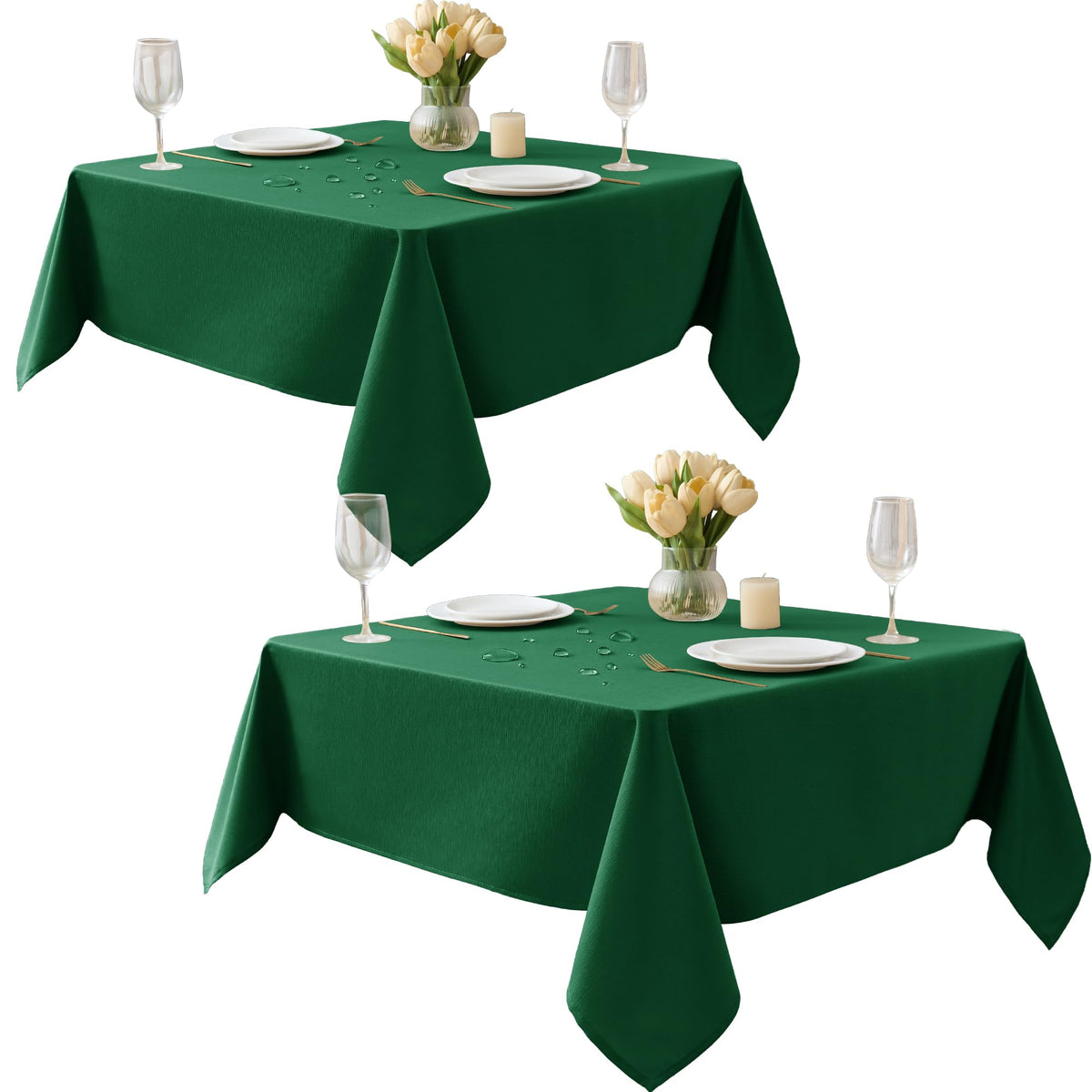 Fall Tablecloths Rectangular 6ft, 2-Pack Waterproof Slub Texture