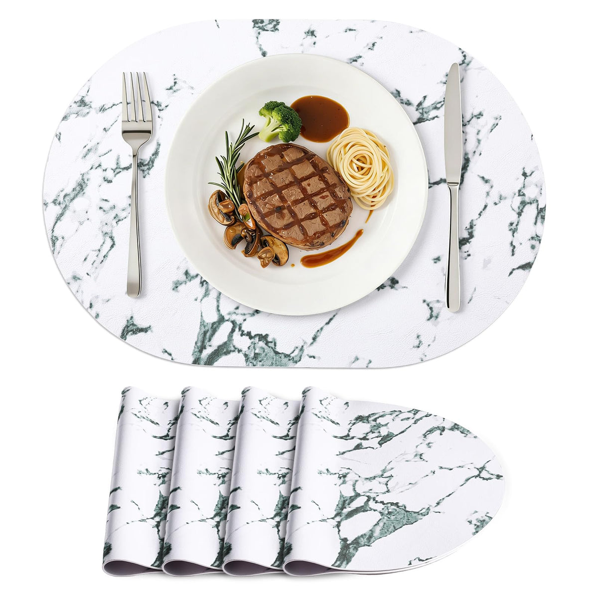 homing Heat Resistant Oval Placemats Set of 6, Beige