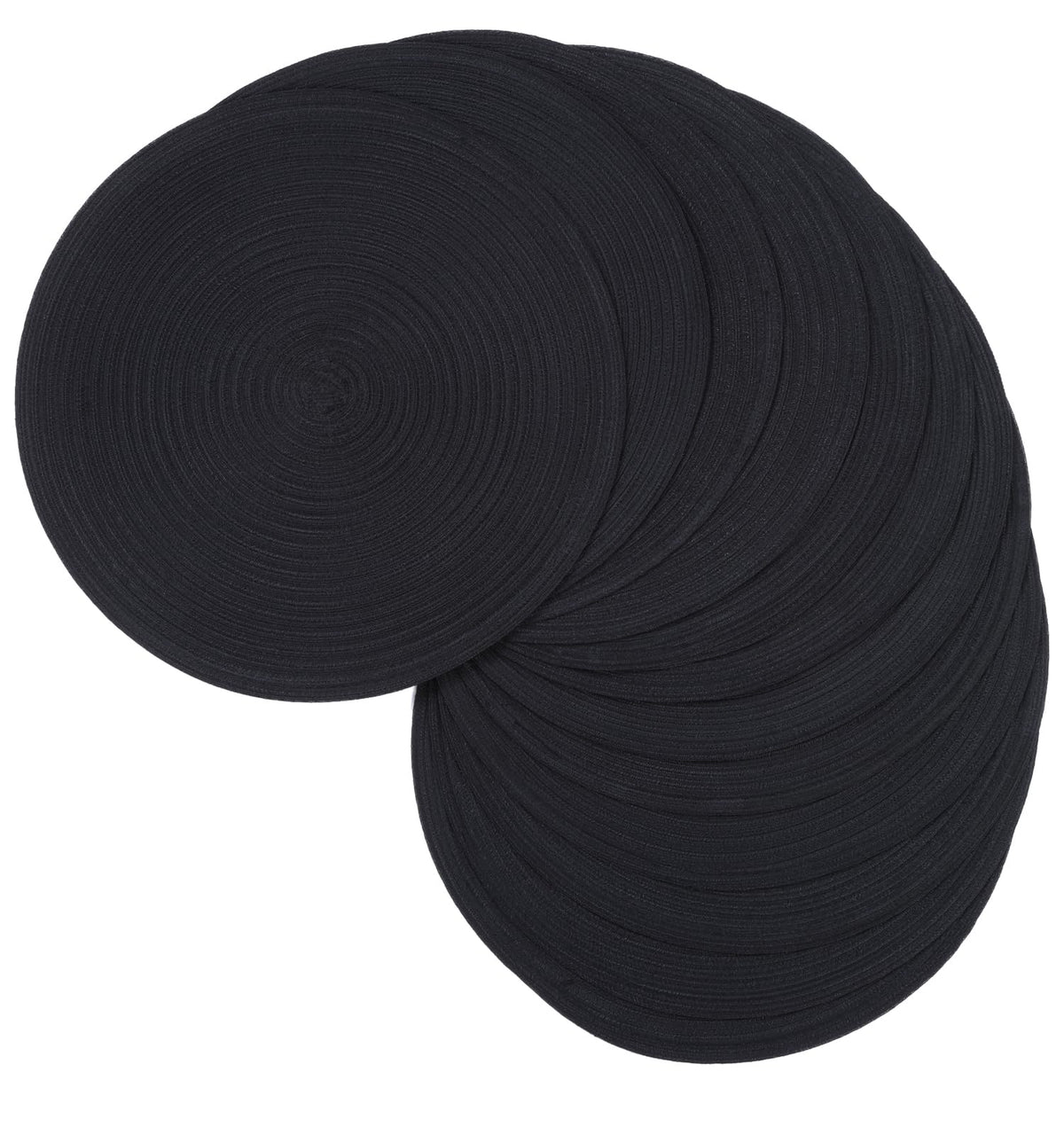 SHACOS 15 inch Round Placemats Set of 6, Cotton Polyester Woven Braided Place Mats, Washable Heat Resistant Circle Table Mats for Dining Table (Beige, 6)