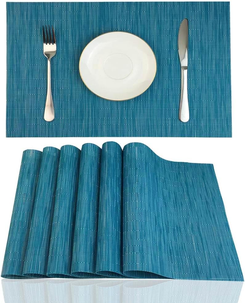WAZAIGUR Placemats Set of 4 for Dining Table, 17.7" x 11.8", Orange