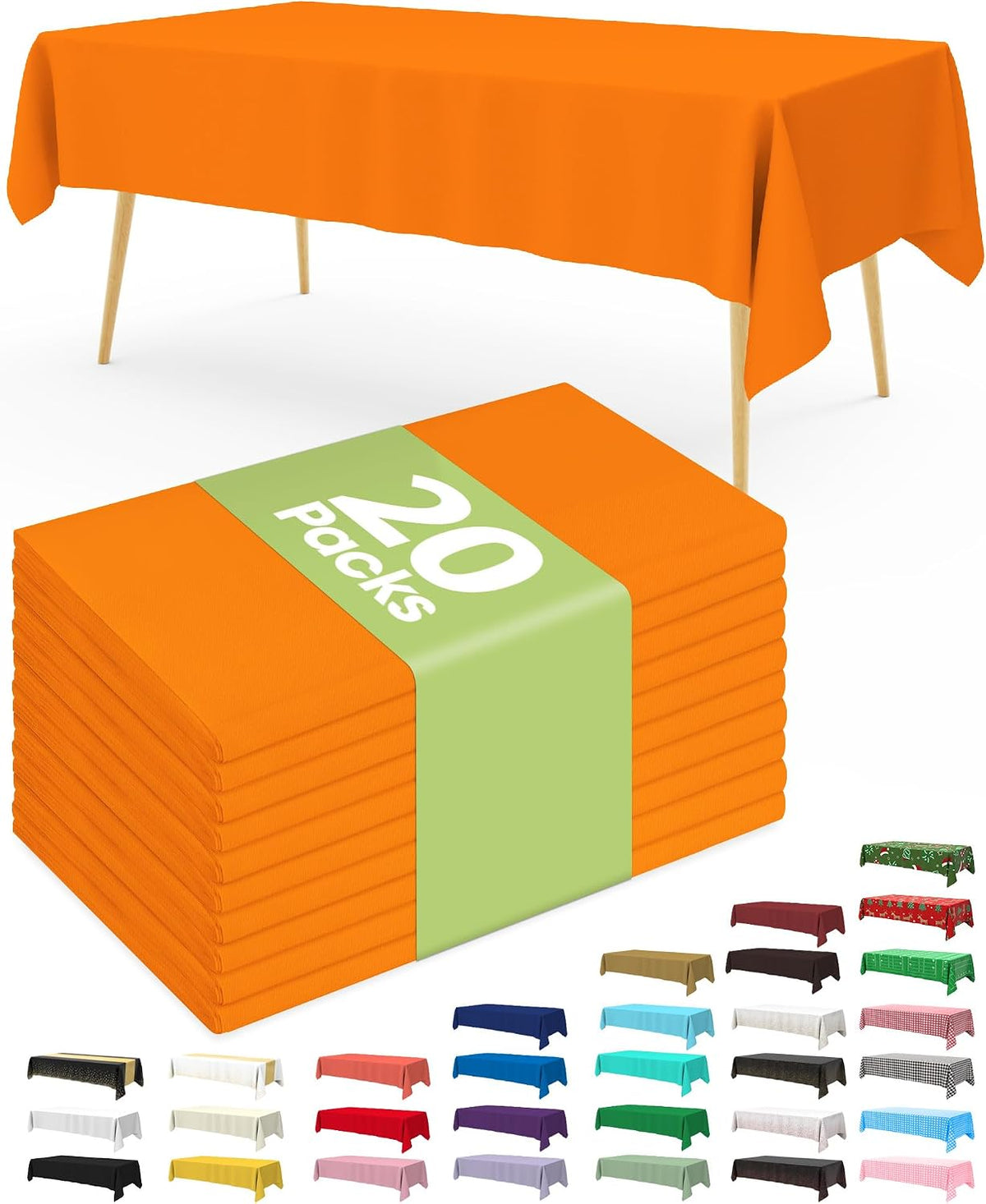 Pureegg 20 Pack Plastic Table Cloth Disposable 54x108 Inch