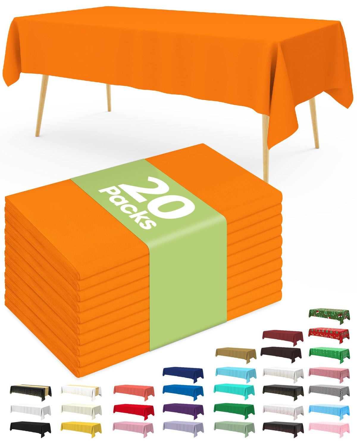 Pureegg 20 Pack Plastic Table Cloth Disposable 54x108 Inch