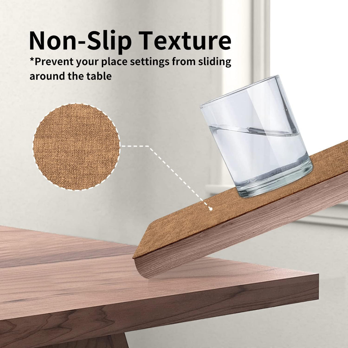 Maxpearl Faux Leather Placemats Set of 6, Easy to Clean, Brown