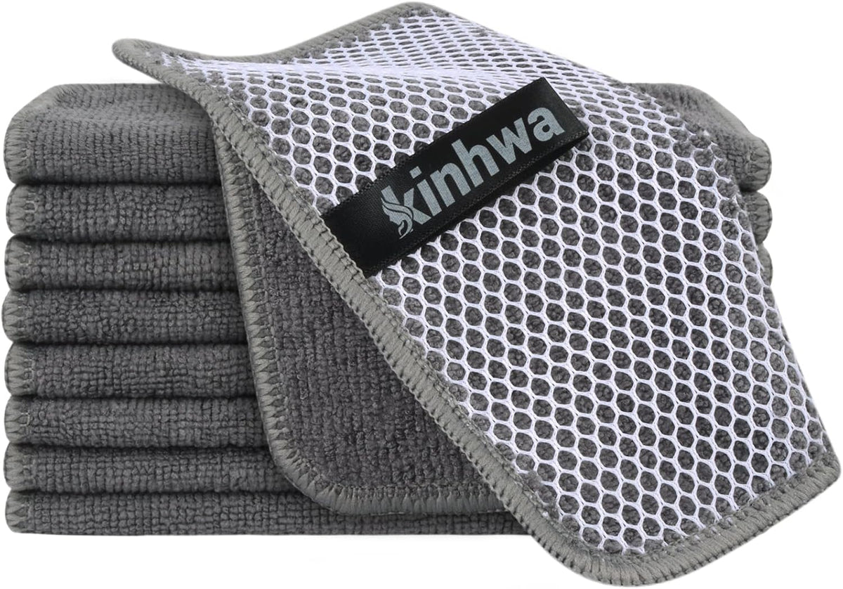 KinHwa Dish Cloths for Washing Dishes with Scrub Side, Microfiber Dish Rags