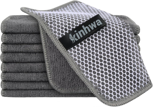 KinHwa Dish Cloths for Washing Dishes with Scrub Side, Microfiber Dish Rags