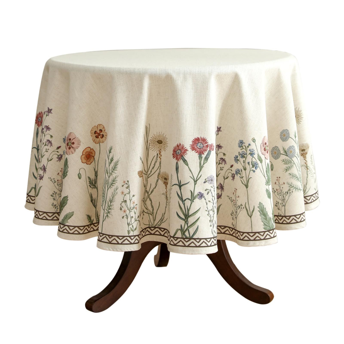 ISAENNE Designer Linen Rectangular Long Tablecloth,118"x67"-Serenity G
