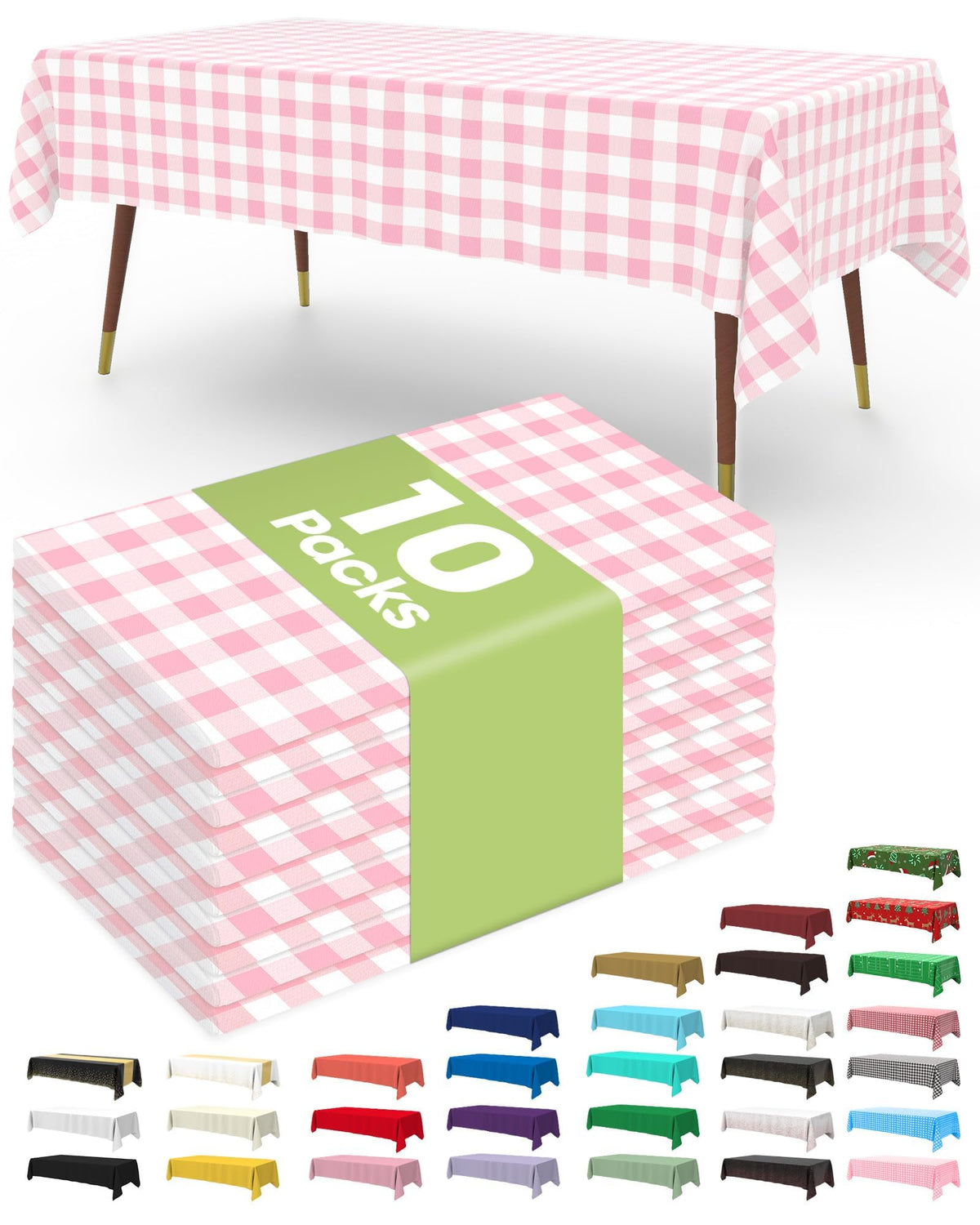 Pureegg Plastic Table Cloth Disposable 10 Pack, 54 x 108 Inch Table Cloths, Halloween Party Decorations, Summerween Decor, Halloween Tablecloths, Rectangle, Plastic Cover, Leakproof & Sturdy, Black