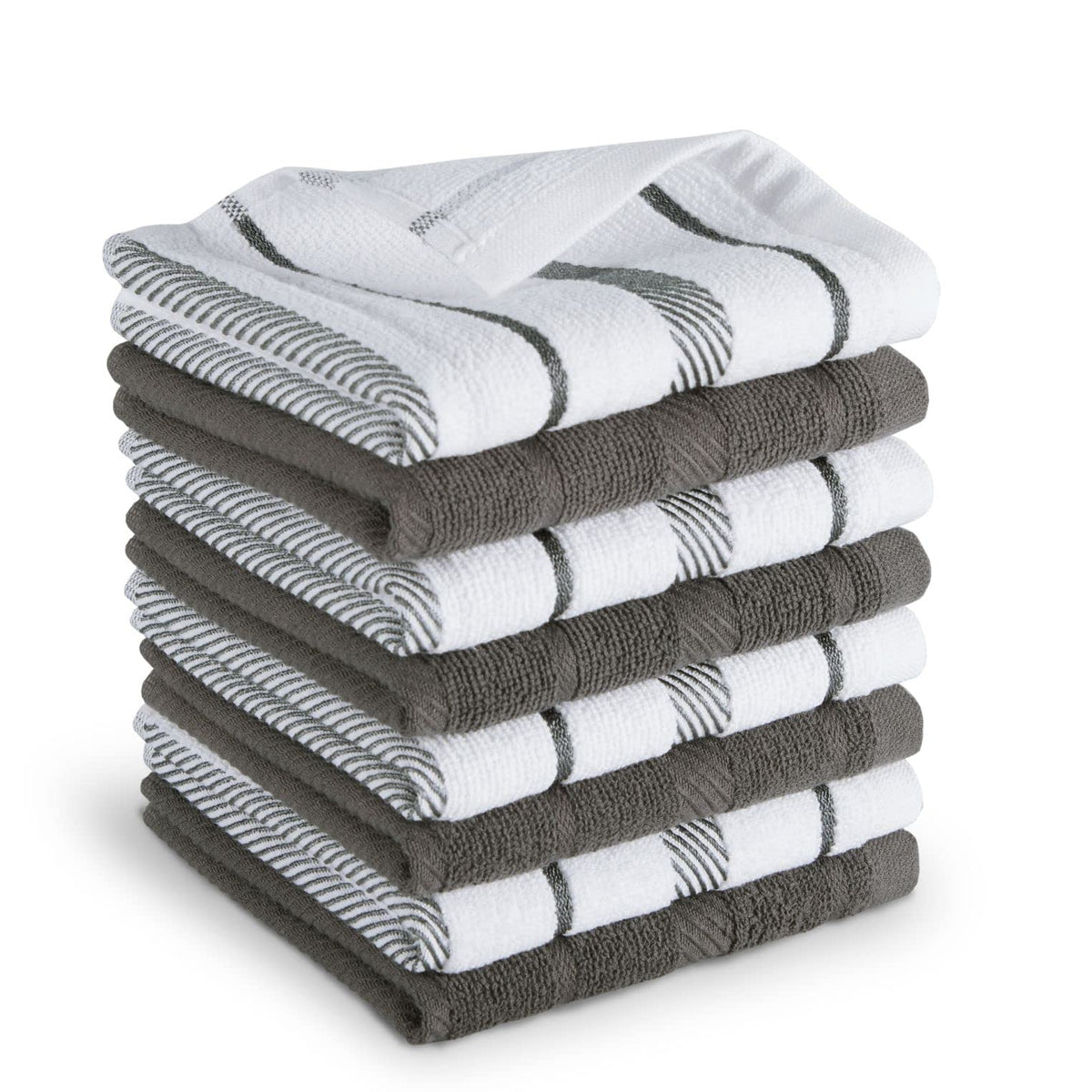 KitchenAid Albany Dishcloth 8 Pack Set, Blue Velvet/White, 12"x12"