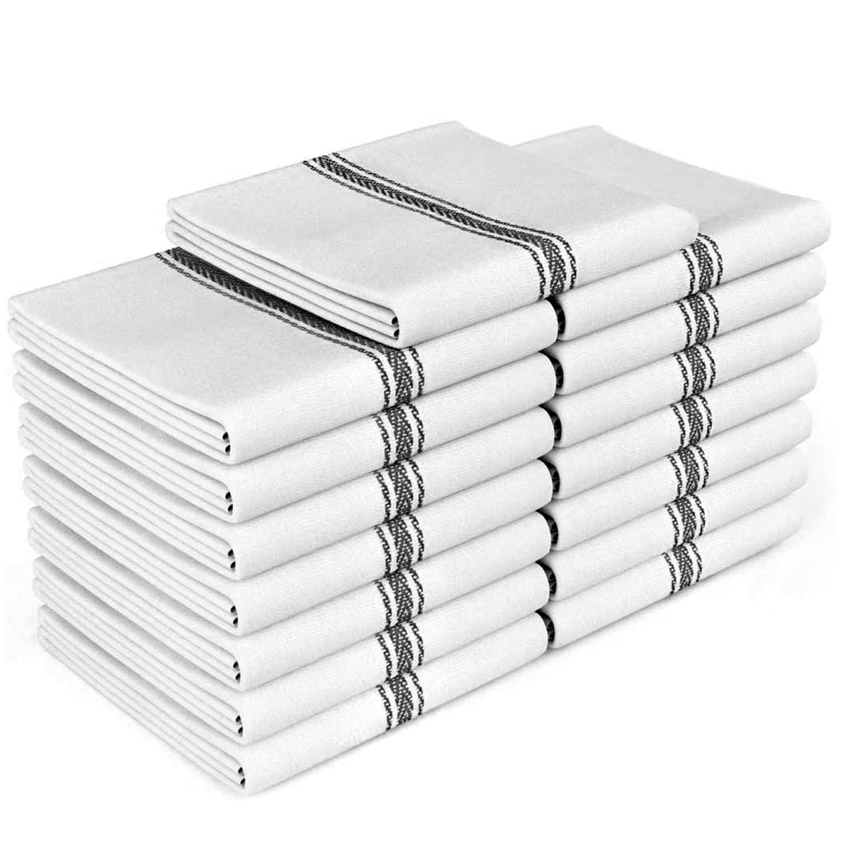 Zeppoli Classic Dish Towels - 15 Pack - 14" by 25" - 100% Cotton Kitchen Towels - Reusable Bulk Cleaning Cloths - Blue Hand Towels - Super Absorbent - Machine Washable