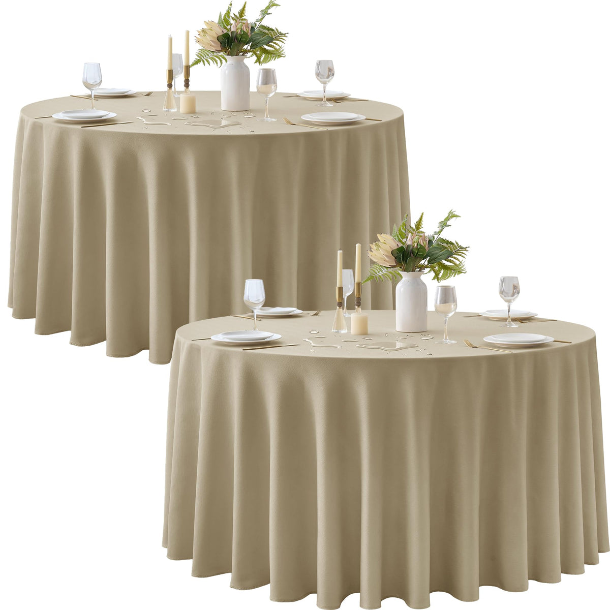 Fall Tablecloths Rectangular 6ft, 2-Pack Waterproof Slub Texture