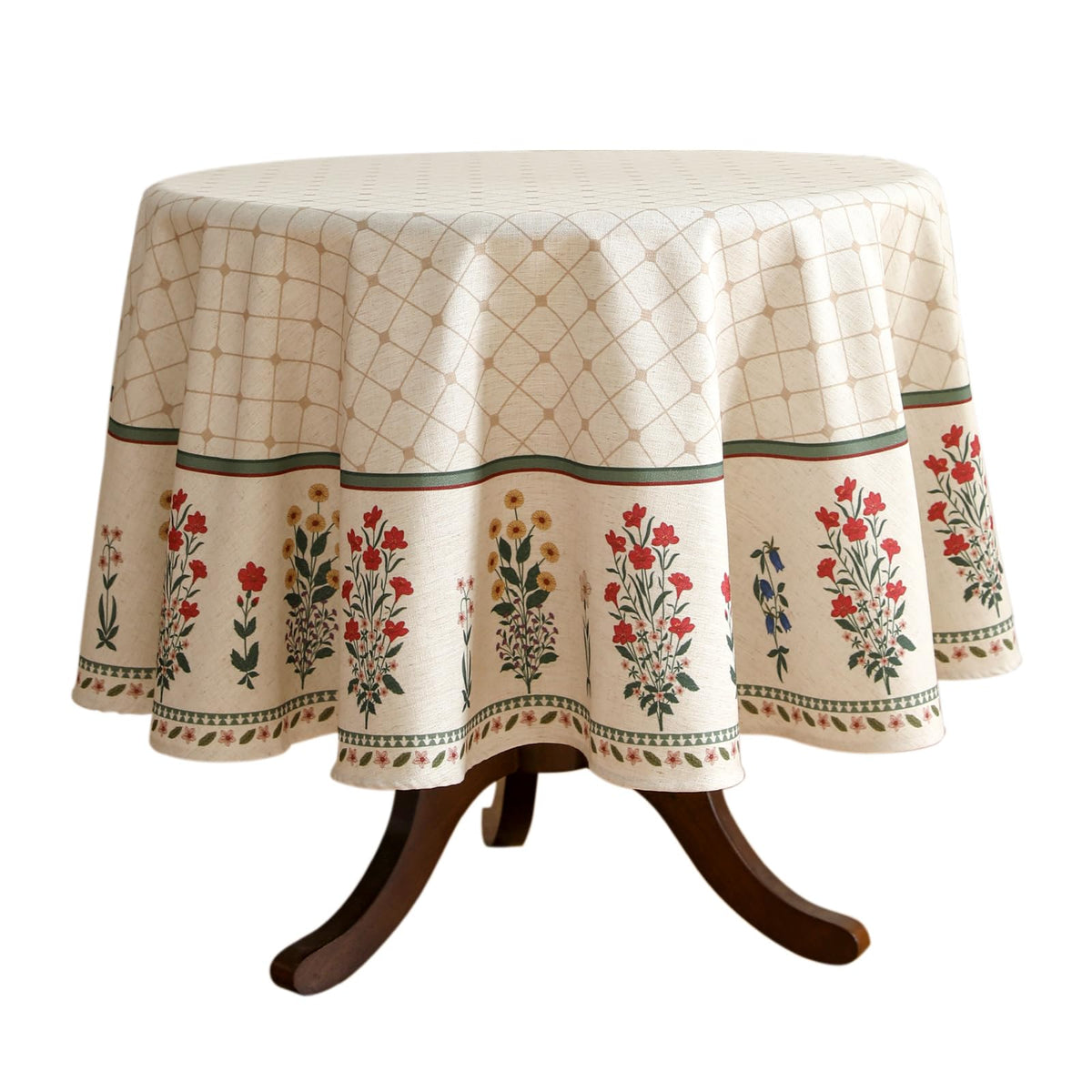 ISAENNE Designer Linen Rectangular Long Tablecloth,118"x67"-Serenity G