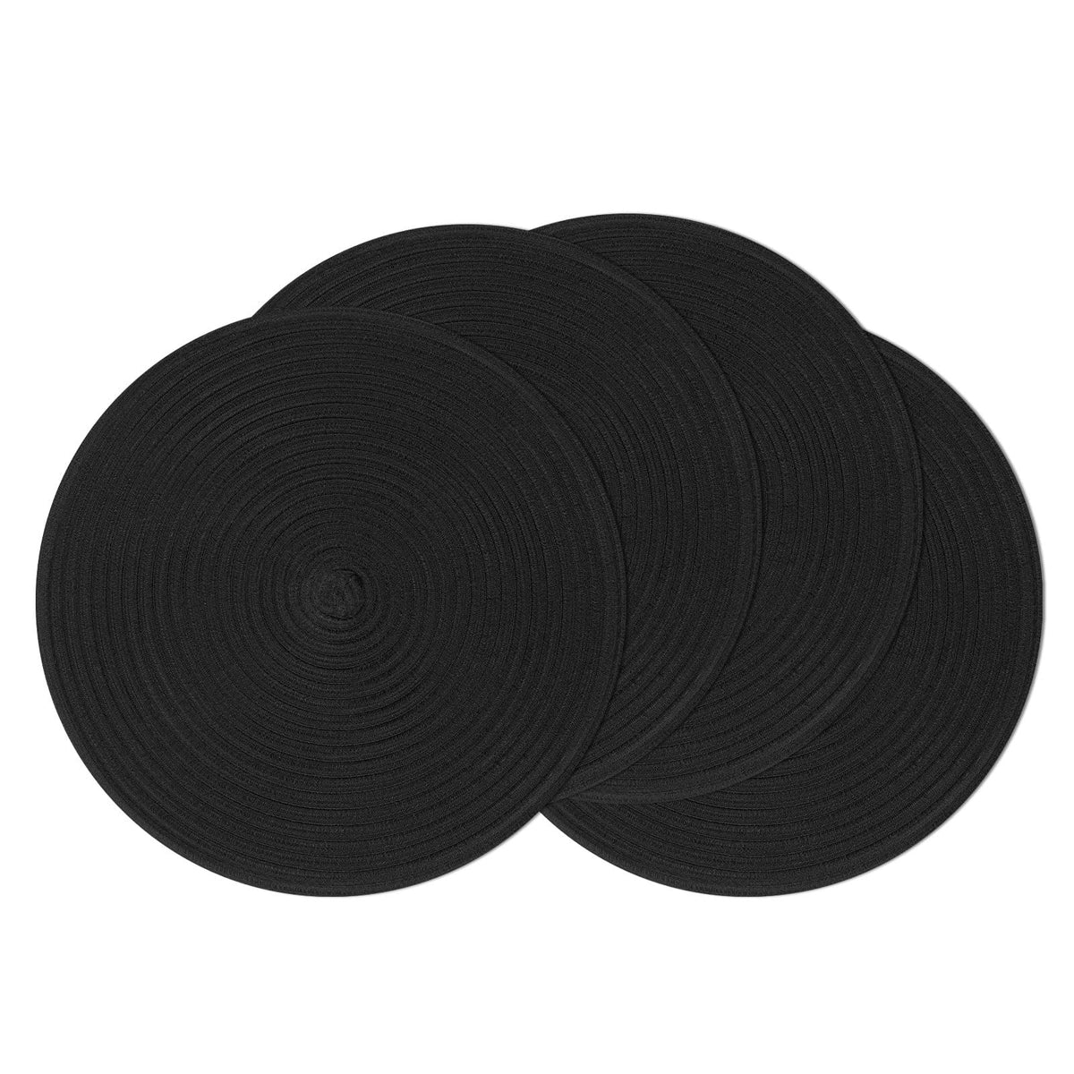 SHACOS Round Braided Placemats Set of 8 Cotton Fabric Round Table Mats Non Slip Washable 15 inch Round Place Mats Home Party Table Decor (Beige, 8)