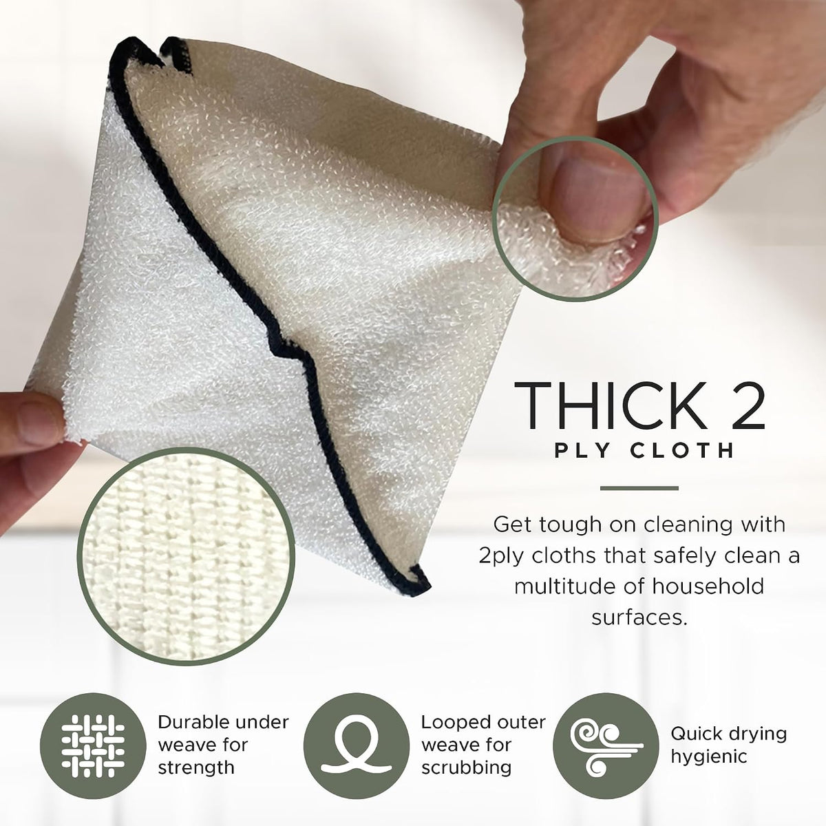Whiffkitch Dishcloths Kitchen Dishrag Cleaning Scrub Reusable 6pk 6x7in