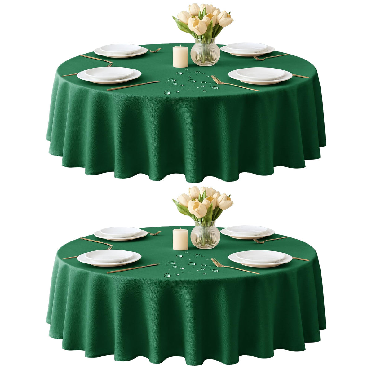 Fall Tablecloths Rectangular 6ft, 2-Pack Waterproof Slub Texture