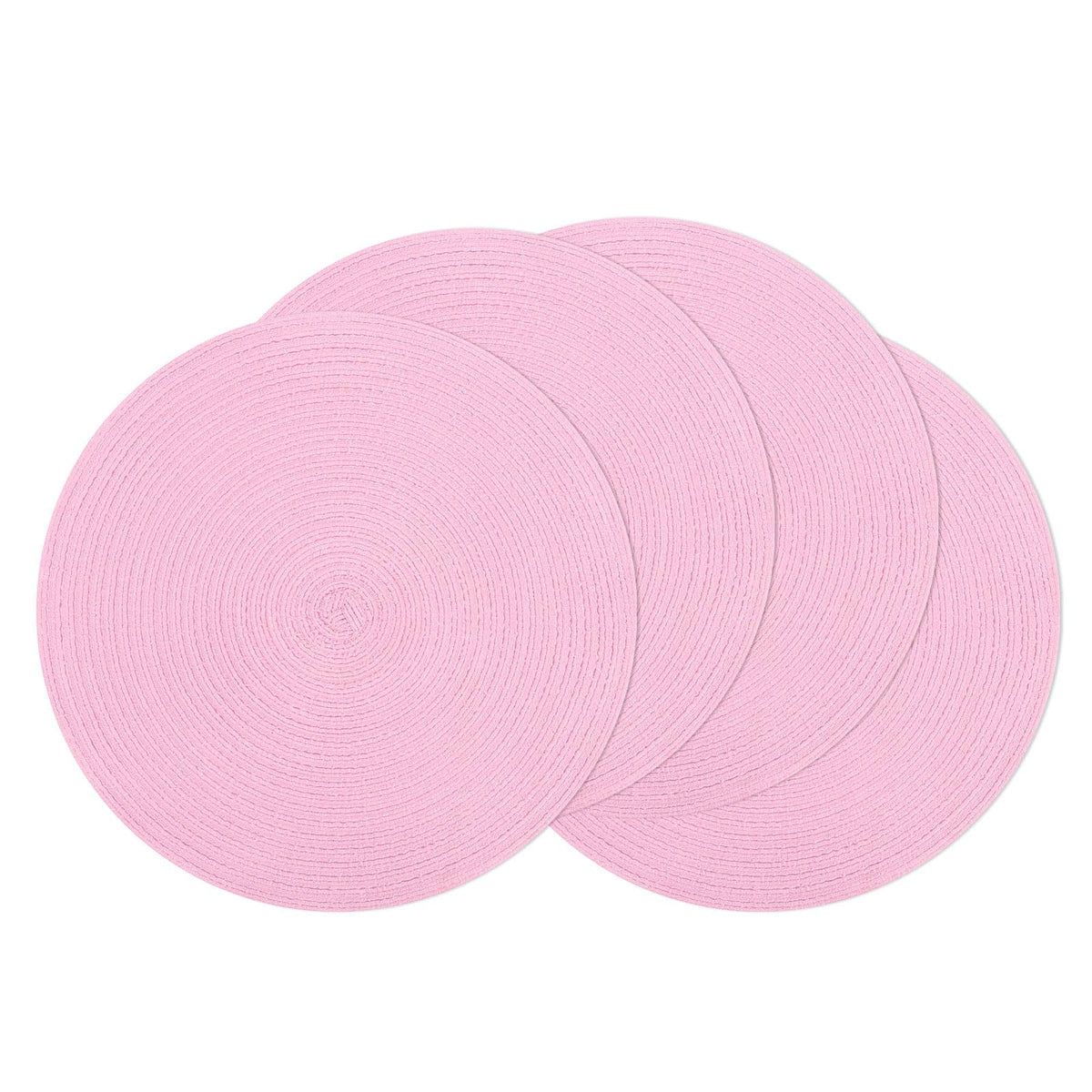 SHACOS Round Braided Placemats Set of 8 Cotton Fabric Round Table Mats Non Slip Washable 15 inch Round Place Mats Home Party Table Decor (Beige, 8)