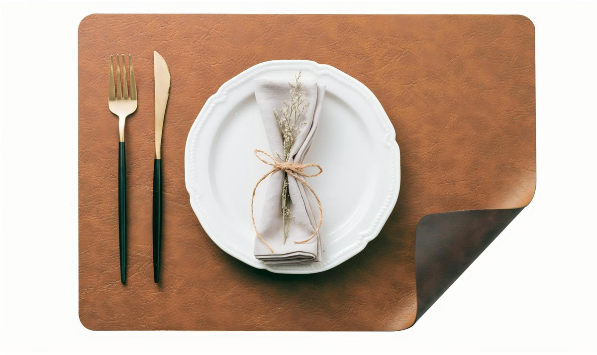 DOLOPL Placemats Set of 6, Reversible Dual-Color Faux Leather Place Mats