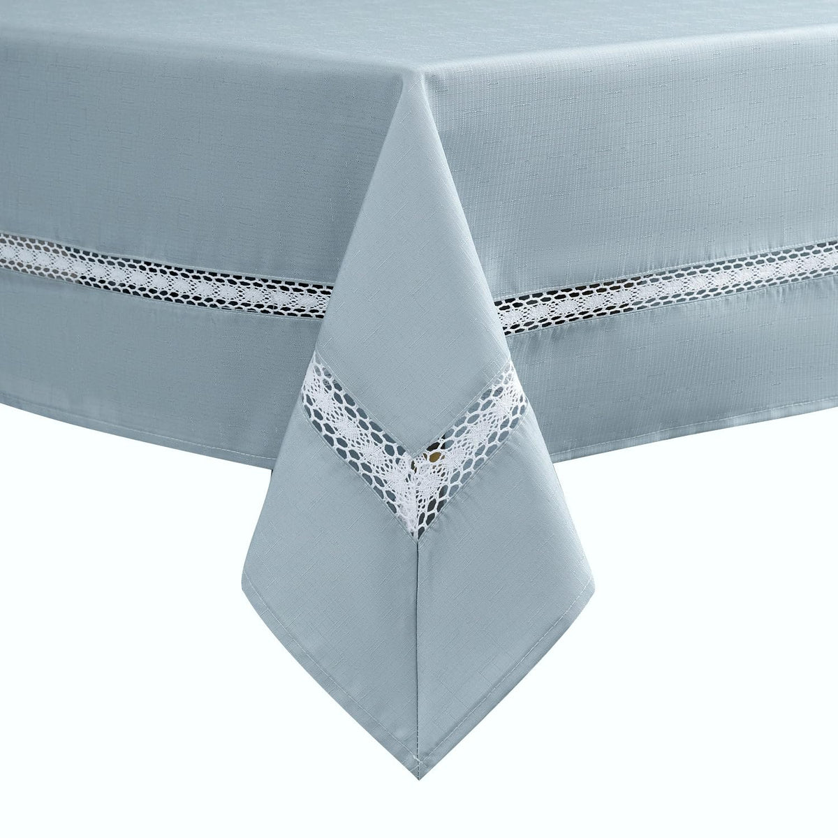 EHouseHome Heavy Duty Fabric Tablecloth with White Lace-Waterproof/Wrinkle Free/Stain Resistant/Oil Proof-for Dining,Indoor&Outdoor,Wedding,Holiday,White,Rectangle 60x120Inch