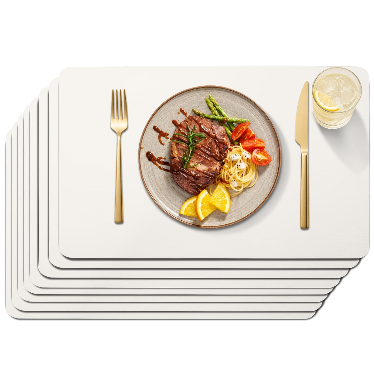 Maxpearl Faux Leather Placemats Set of 6, Easy to Clean, Brown