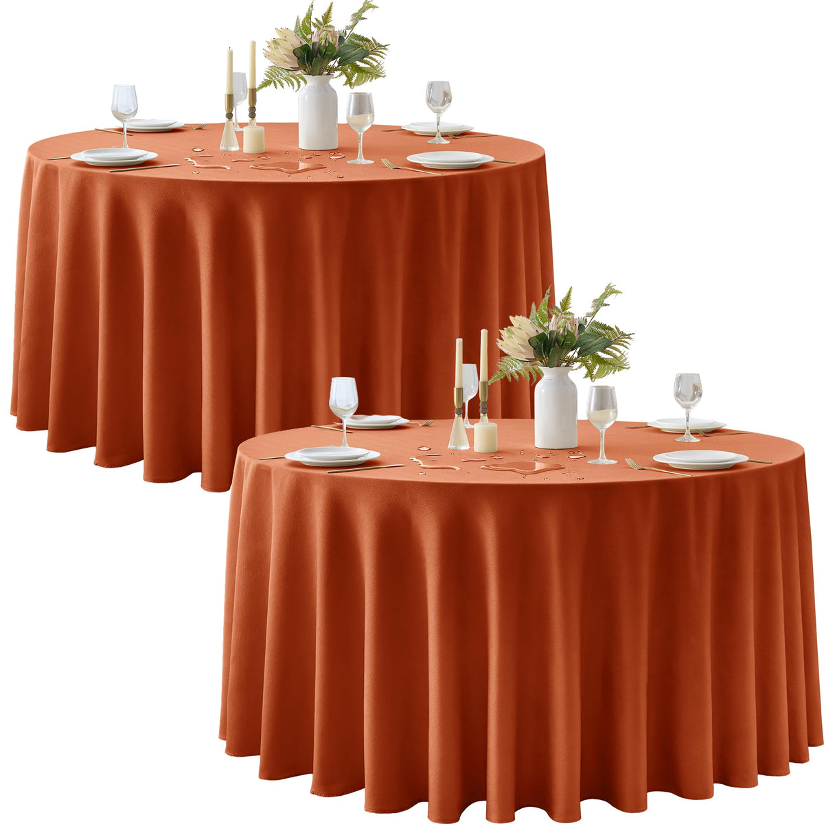 Fall Tablecloths Rectangular 6ft, 2-Pack Waterproof Slub Texture
