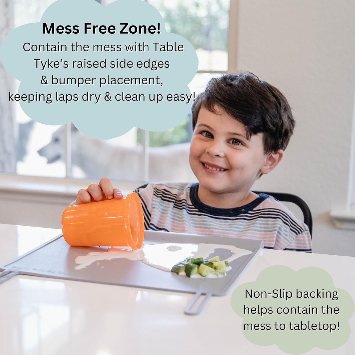 Table Tyke Baby Restaurant Placemat, Silicone Edge Bumper, Sage Green