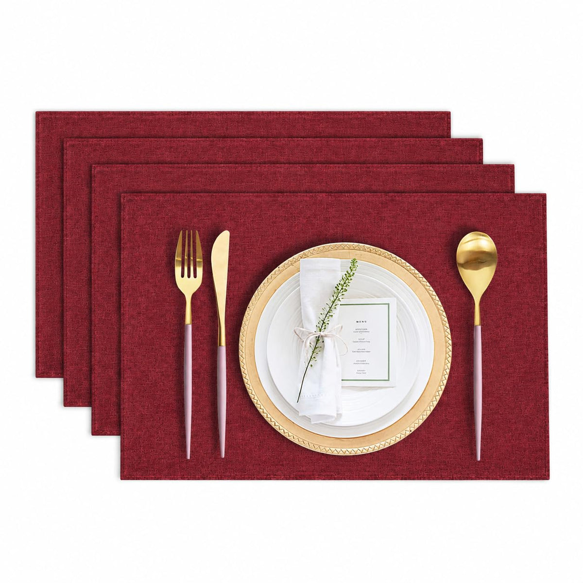 Cloth Placemats Set of 6, Cotton Linen Blend Machine Washable Durable Linen Table Mats, Heat Resistant Placemats Wrinkle Free Place Mats for Dining Table, Easy to Clean (Navy Blue, 6)