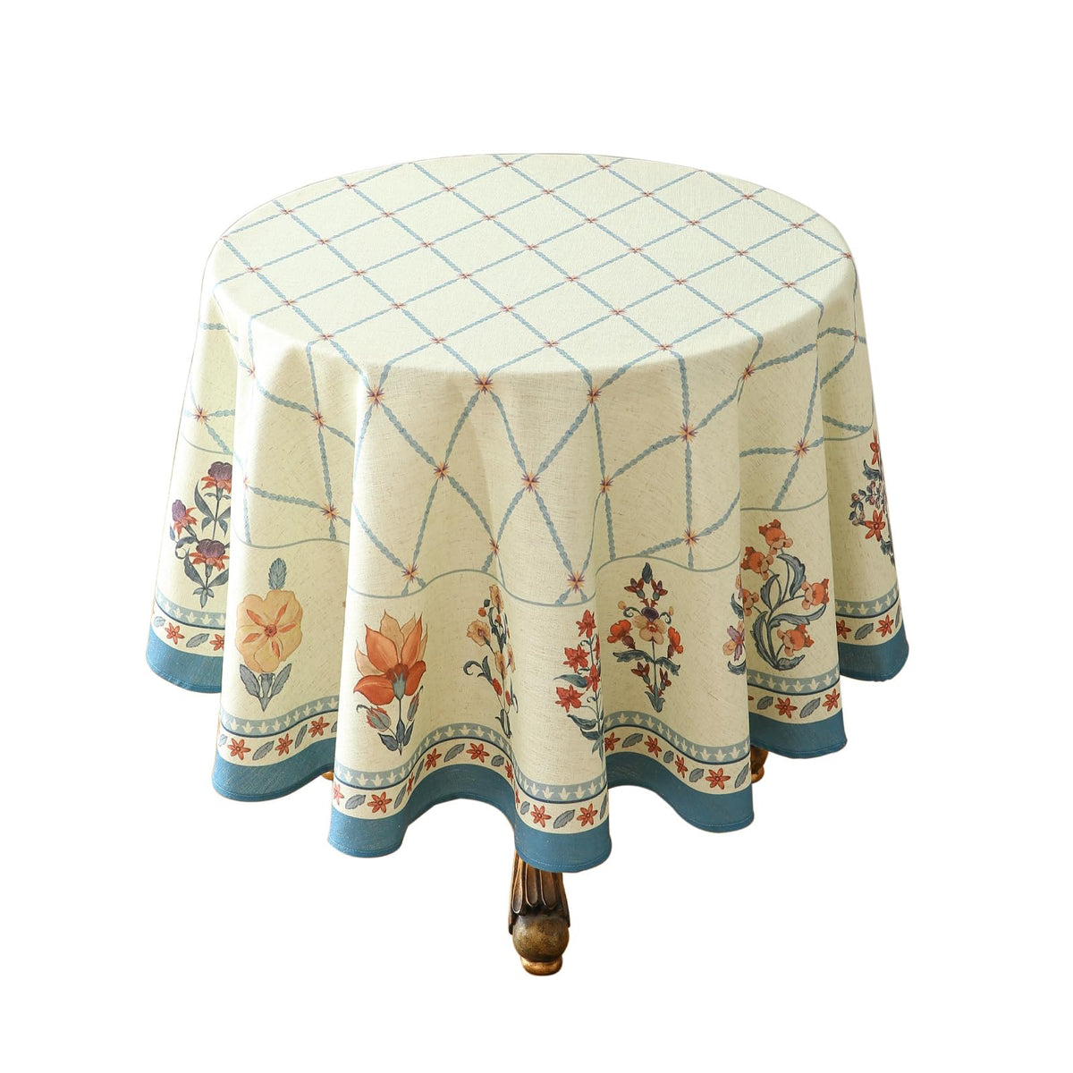 ISAENNE Designer Linen Rectangular Long Tablecloth,118"x67"-Serenity G