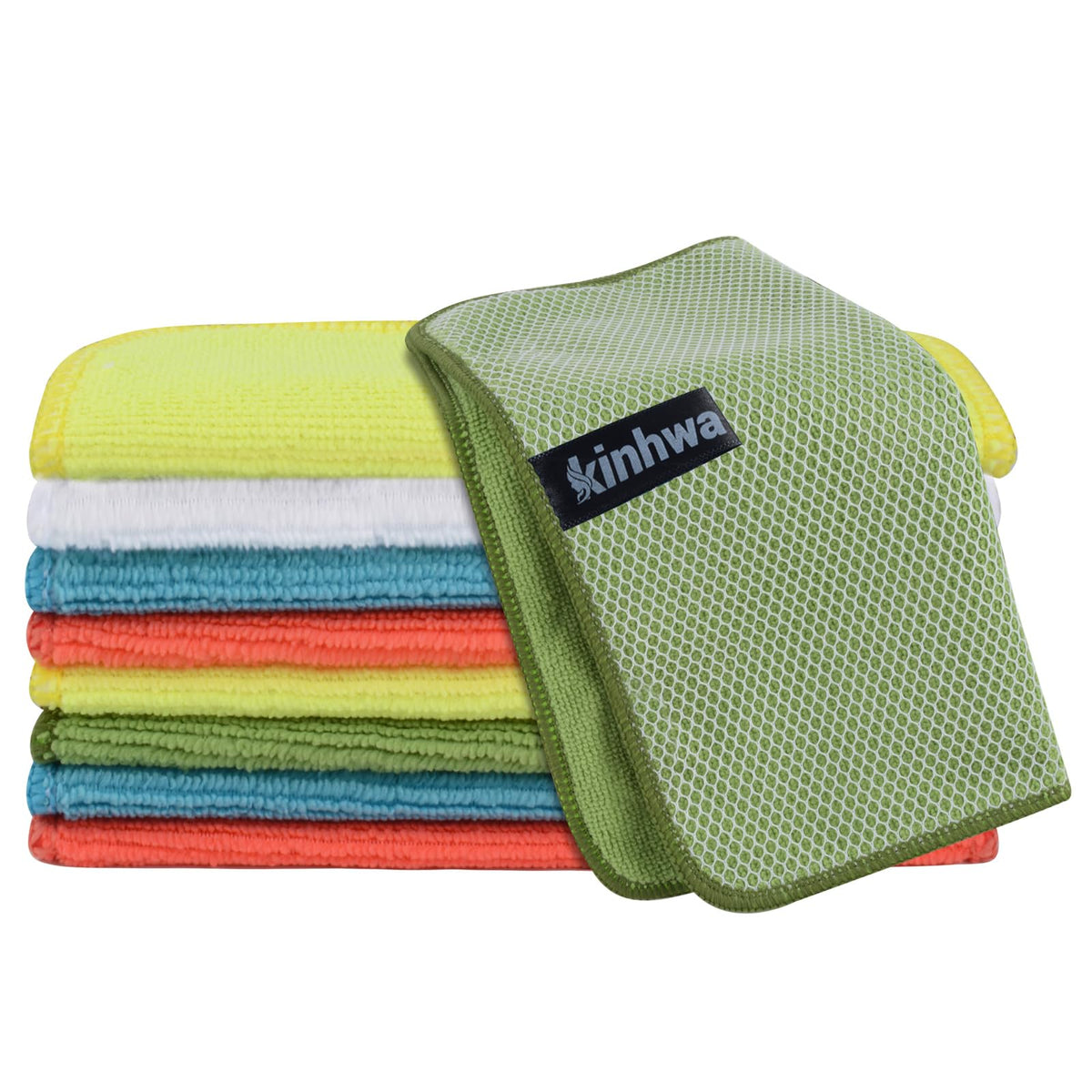 KinHwa Dish Cloths for Washing Dishes with Scrub Side, Microfiber Dish Rags