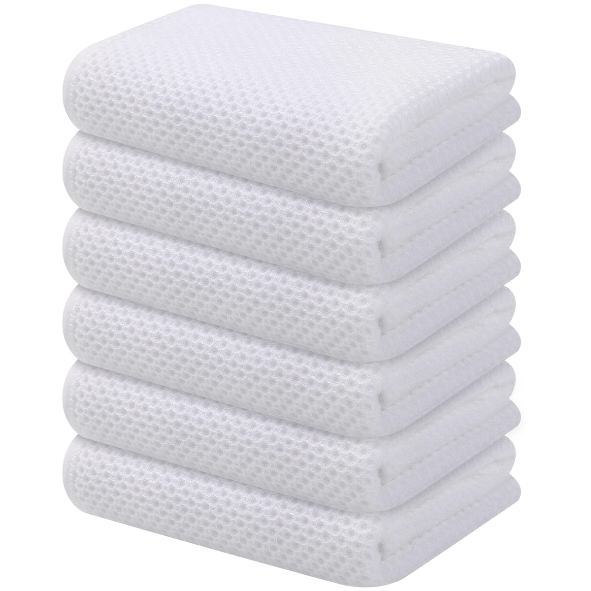 Kitinjoy 100% Cotton Waffle 6-Pack Kitchen Towels, 12" x 12", Dark Grey