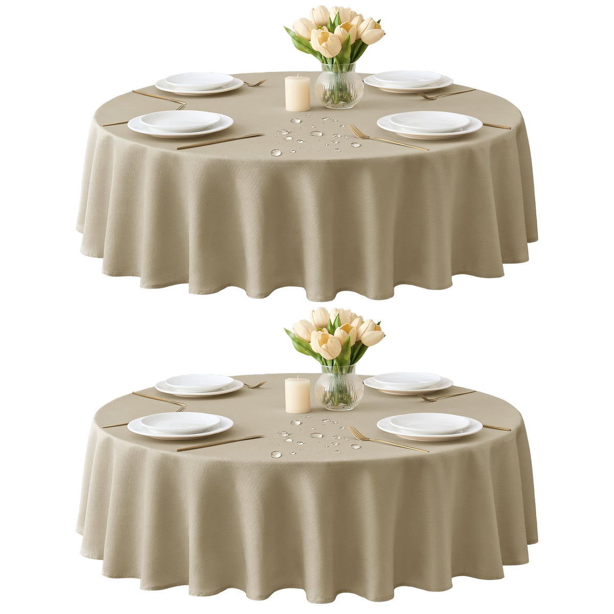 Fall Tablecloths Rectangular 6ft, 2-Pack Waterproof Slub Texture