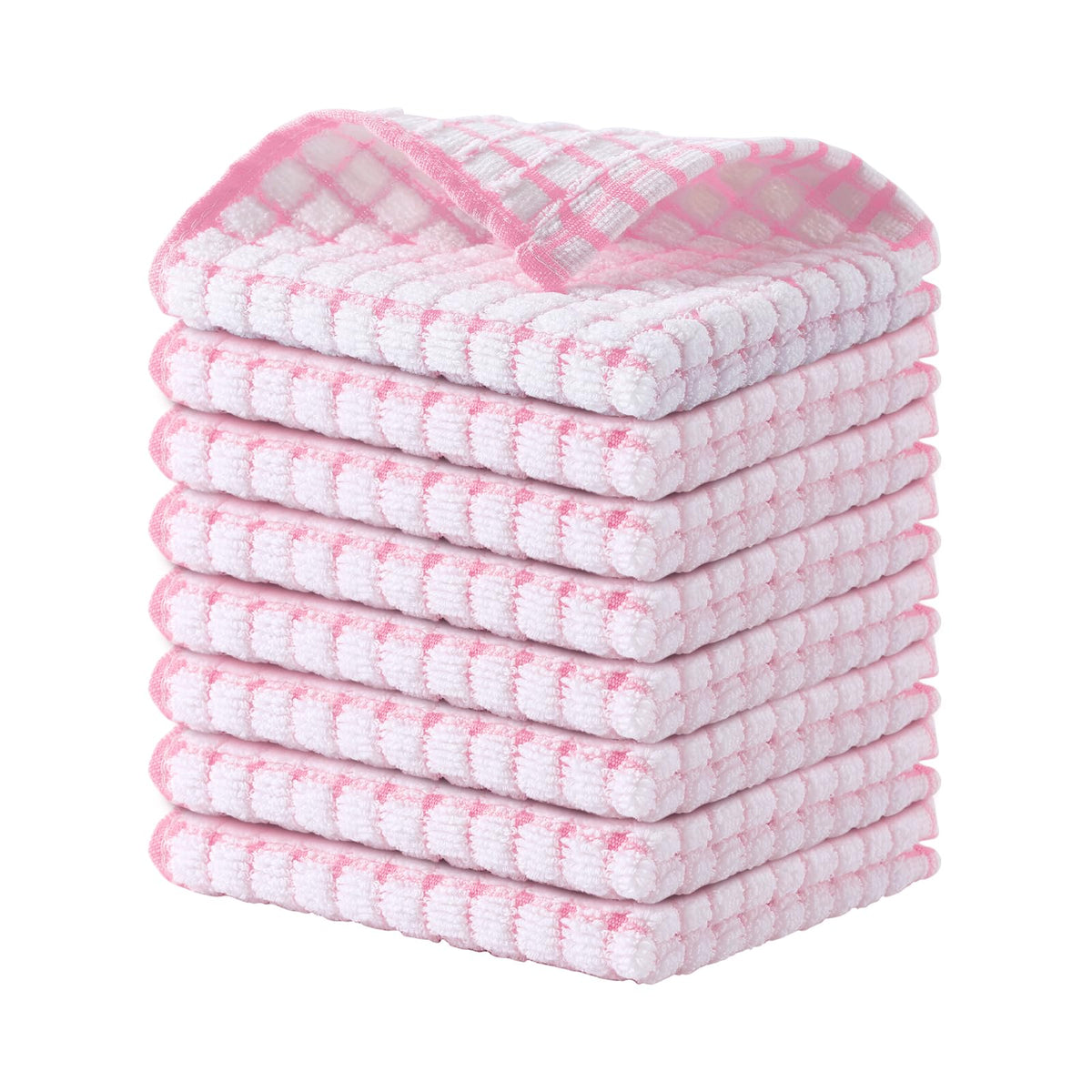 Kitinjoy Cotton 8 Pack Terry Kitchen Dish Cloths, Mixed Color