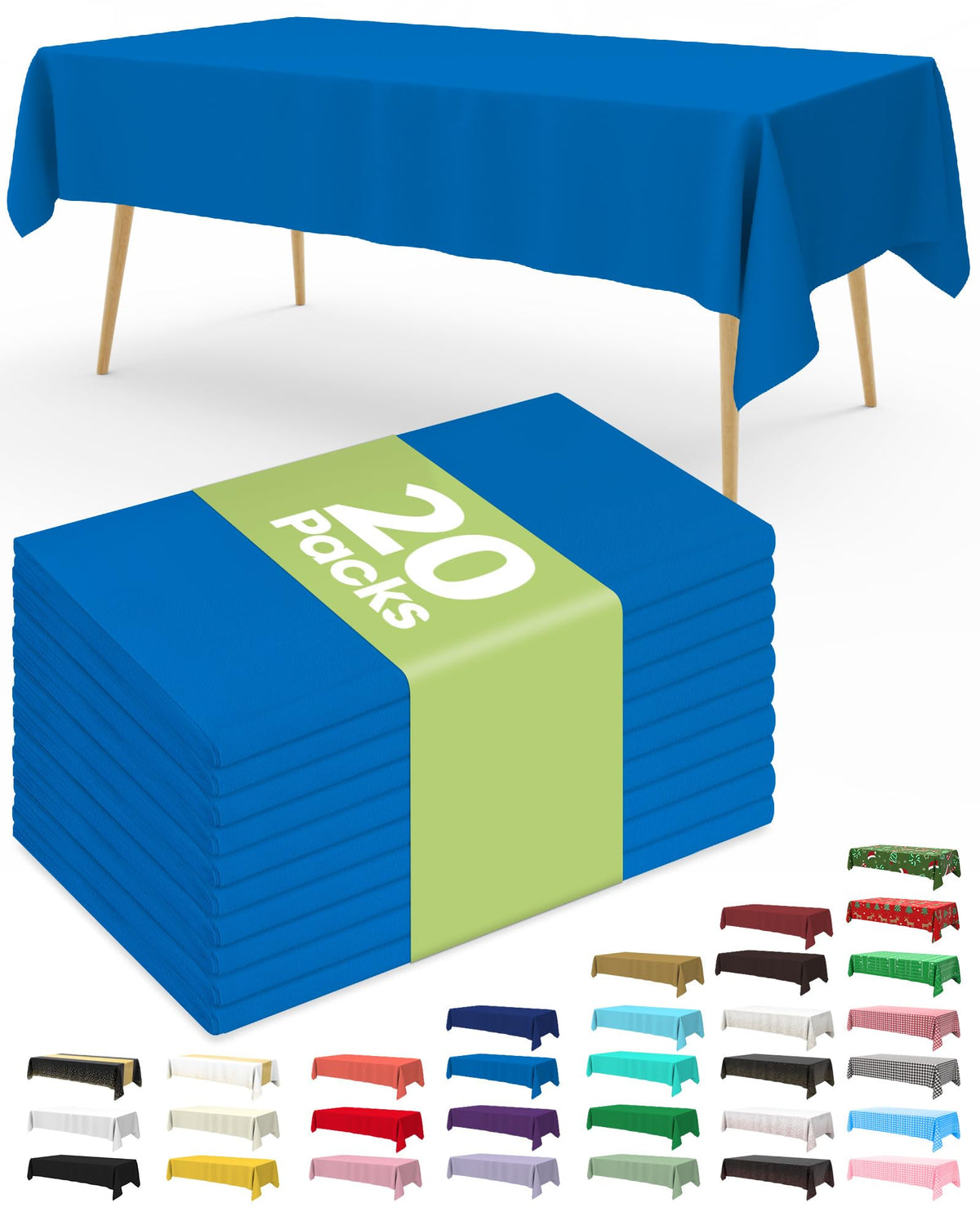 Pureegg 20 Pack Plastic Table Cloth Disposable 54x108 Inch