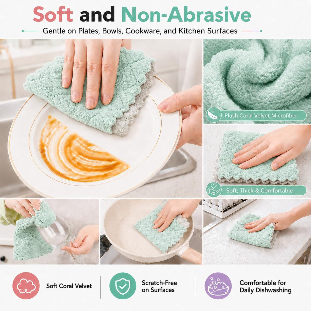 kimteny 12 Pack Dish Cloths for Washing Dishes
