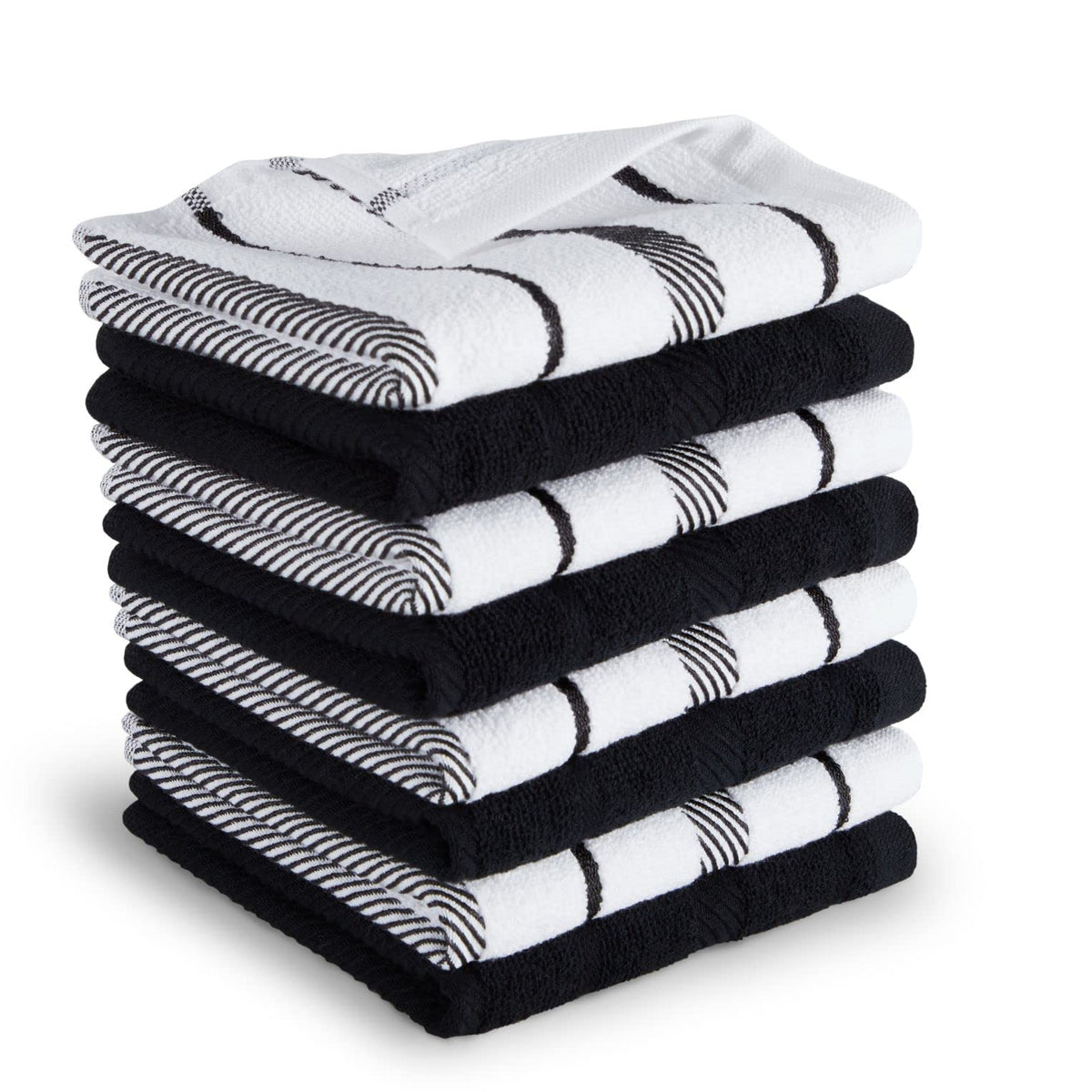 KitchenAid Albany Dishcloth 8 Pack Set, Blue Velvet/White, 12"x12"